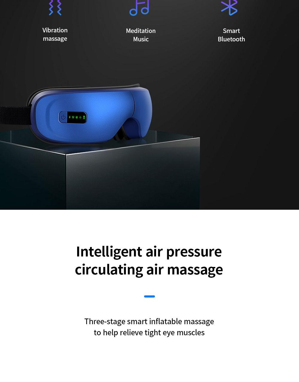 Rechargeable Eye Therapy Massager Electric Bluetooth Music Eye Massage SPA Collapsible Air Pressure Heating Eye Fatigue Relieve