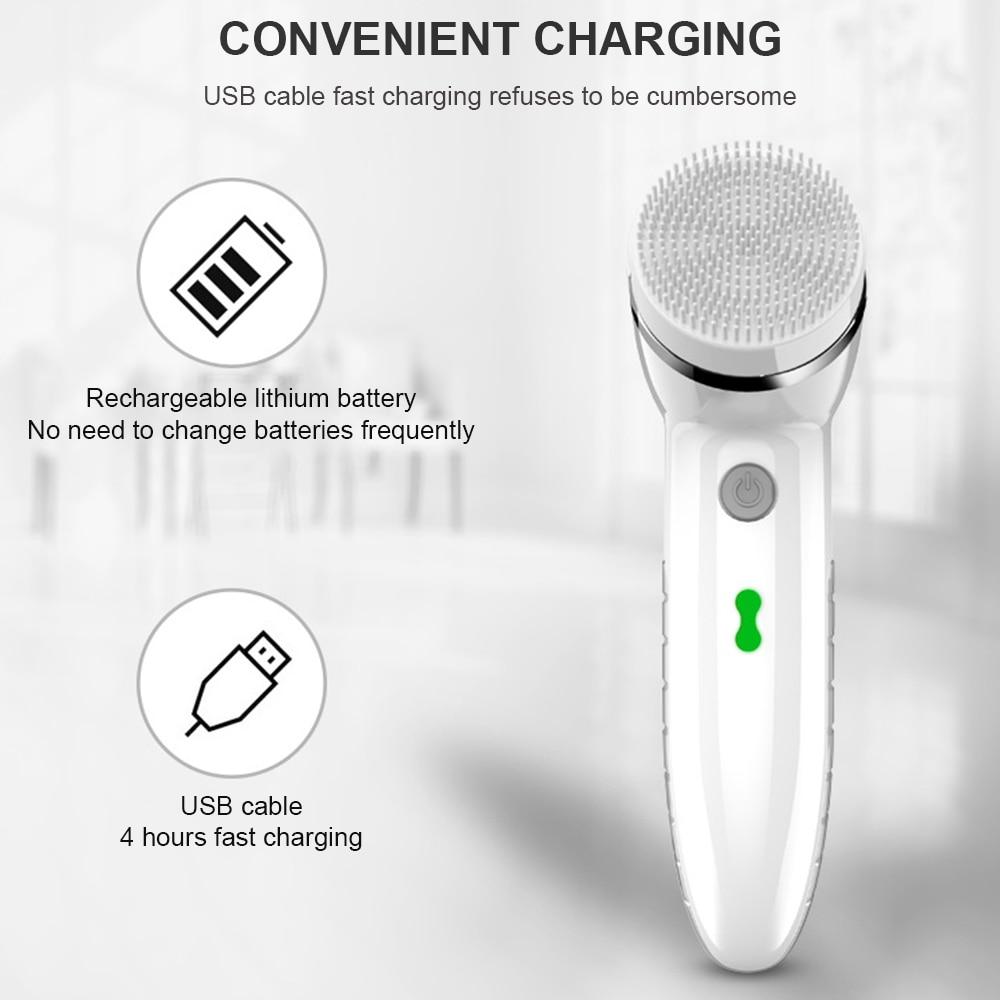 4 In 1 Facial Cleansing Brush Sonic Vibration Mini Face Cleaner Waterproof Deep Pore Cleaning Machine Electric Face Massage