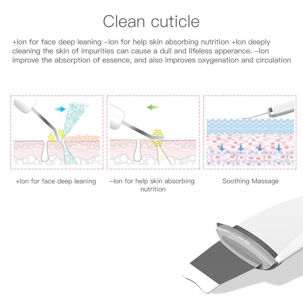 Ultrasonic Nano Ion Skin Scrubber Cleaner Face Lifting Peeling Extractor Deep Cleaning Beauty Device Waterproof Face Scrubber
