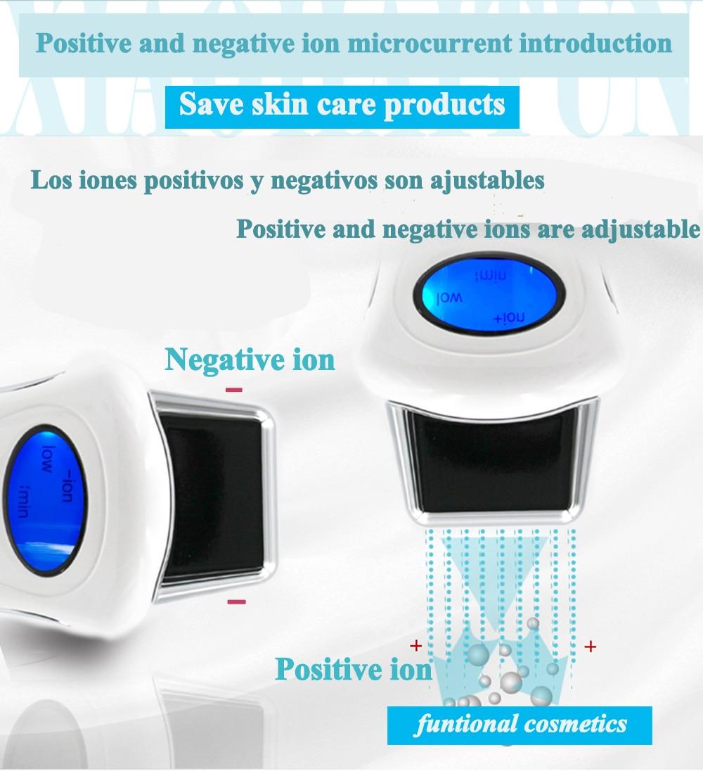 mini micro current ion beauty stimulator galvanic microcurrent spa device with 3 optional heads LCD face lift machine skin care