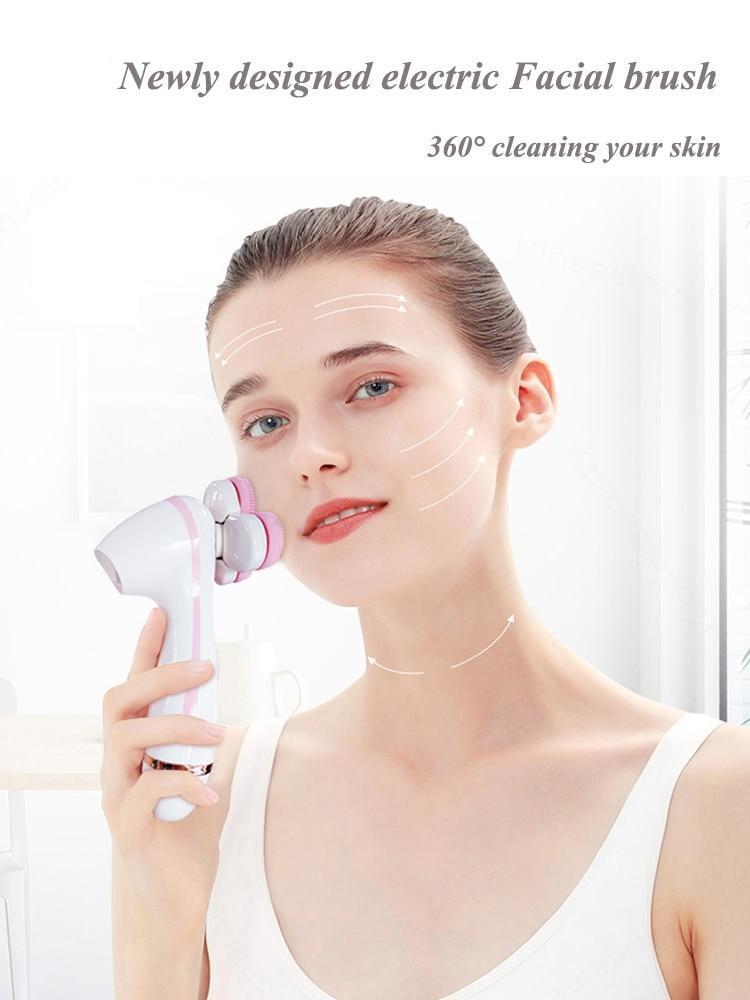 3D V Face Lift Facial Cleansing Brush Electric Face Care Cleanser Brush Blackhead Remover Acne Pore Cleanser Machine, Waterproof