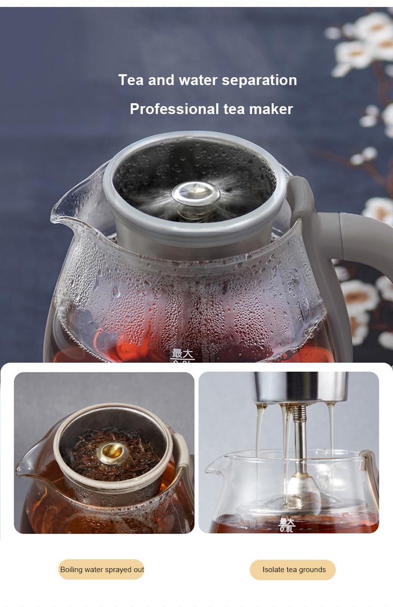 220V Spray Type Tea Maker Multifunctional Electric Kettle High Borosilicate Glass Intelligent Heat Preservation Health Pot 0.8L
