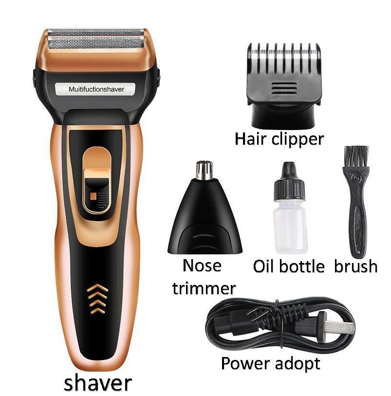 3 In 1 3D Men's Rechargeable Bald Head Electric Shaver 5 Floating Heads Beard Nose Ear Hair Trimmer Razor Clipper Facial Brush