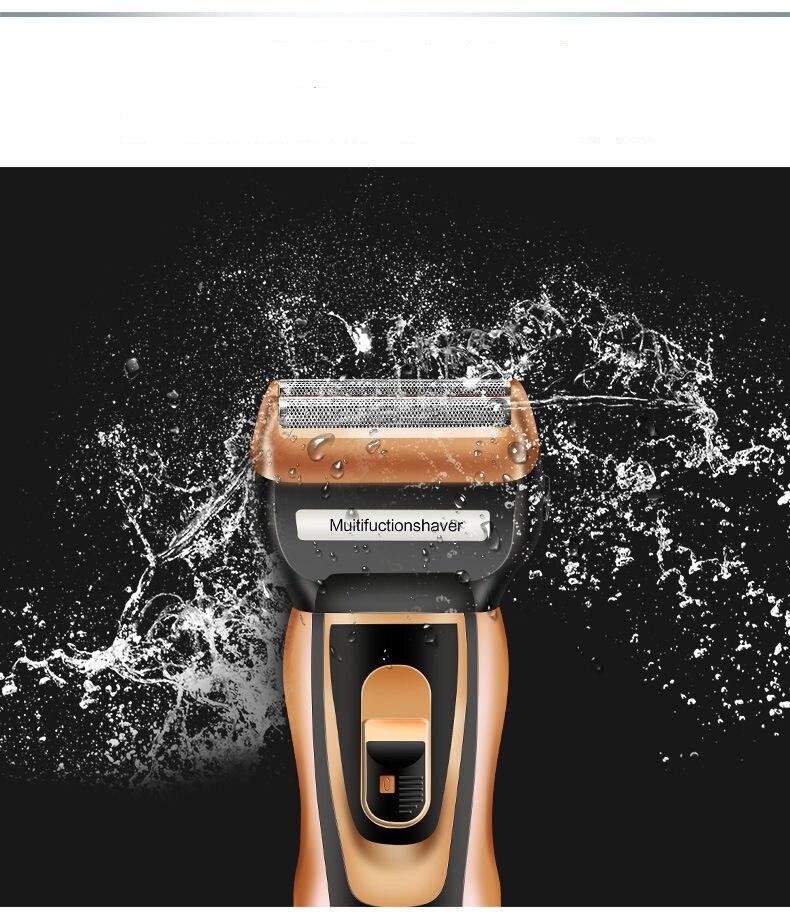 3 In 1 3D Men's Rechargeable Bald Head Electric Shaver 5 Floating Heads Beard Nose Ear Hair Trimmer Razor Clipper Facial Brush