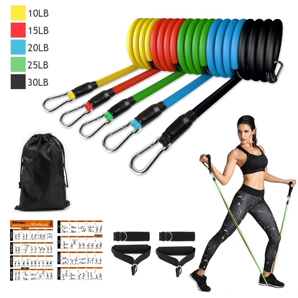 17Pcs Resistance Bands Set Expander Yoga Exercise Fitness Rubber Tubes Band Stretch Training Home Gyms Workout Elastic Pull Rope