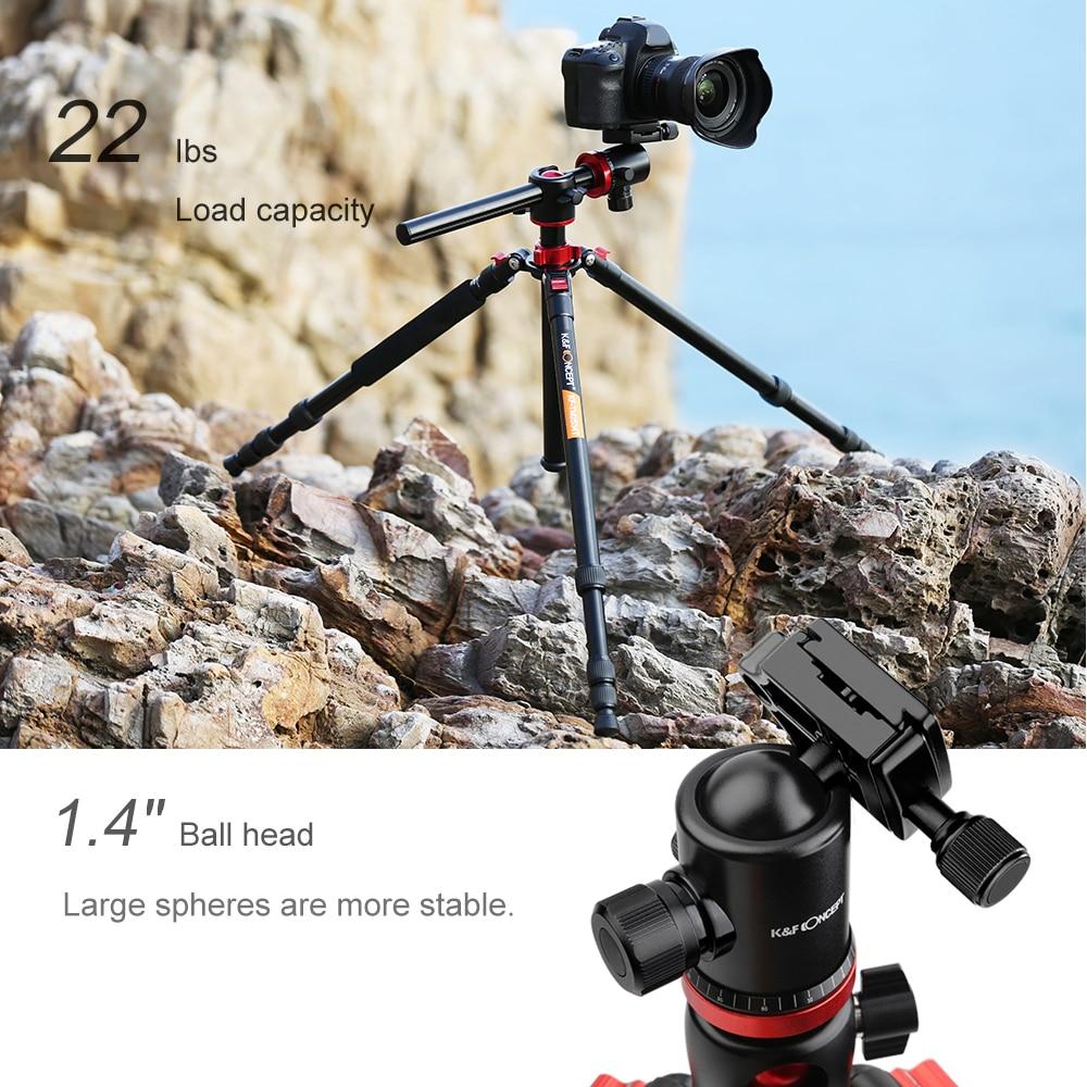 K&F CONCEPT Camera Tripod Professional 180' Foldable Lightweight Tripod with Ball Head and Carrying Bag for DSLR SLR Camera